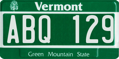 VT license plate ABQ129