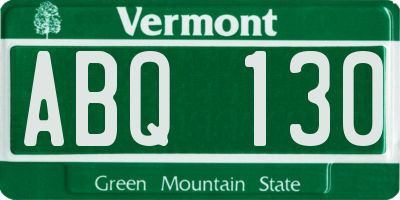 VT license plate ABQ130