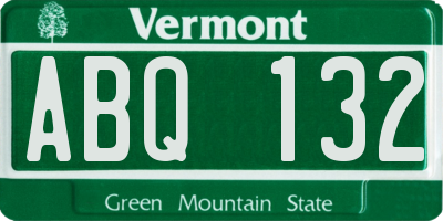 VT license plate ABQ132