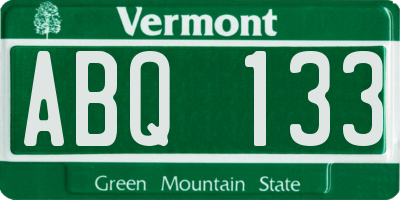 VT license plate ABQ133