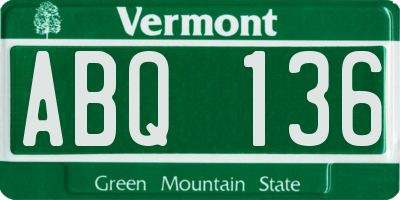 VT license plate ABQ136