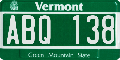 VT license plate ABQ138