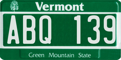 VT license plate ABQ139