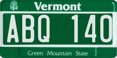 VT license plate ABQ140