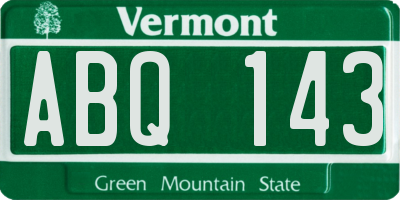 VT license plate ABQ143