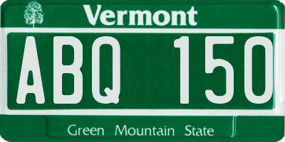 VT license plate ABQ150