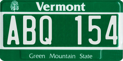 VT license plate ABQ154