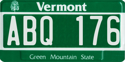 VT license plate ABQ176