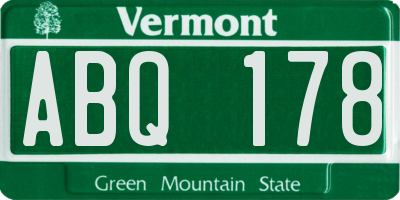 VT license plate ABQ178