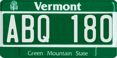 VT license plate ABQ180