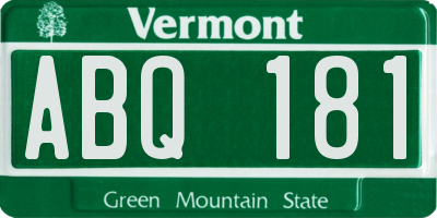 VT license plate ABQ181