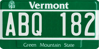 VT license plate ABQ182