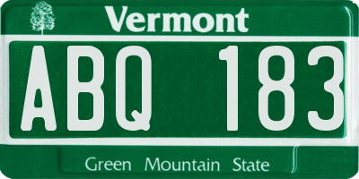 VT license plate ABQ183