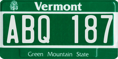 VT license plate ABQ187