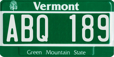 VT license plate ABQ189