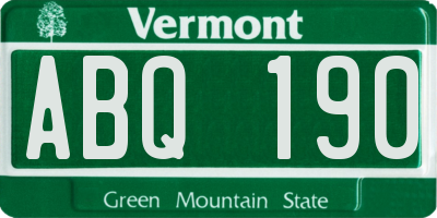 VT license plate ABQ190