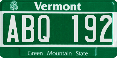 VT license plate ABQ192