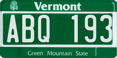 VT license plate ABQ193