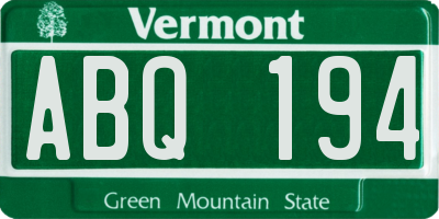 VT license plate ABQ194