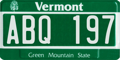 VT license plate ABQ197