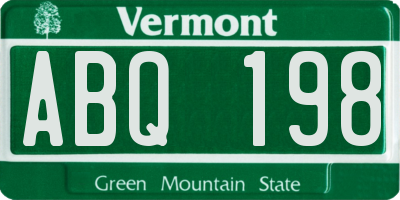 VT license plate ABQ198