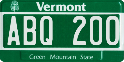 VT license plate ABQ200