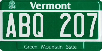 VT license plate ABQ207