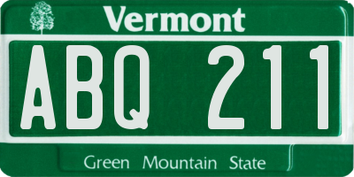 VT license plate ABQ211