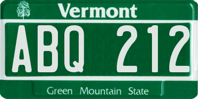 VT license plate ABQ212