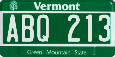 VT license plate ABQ213