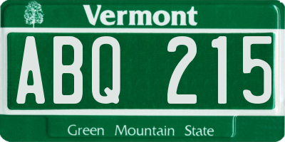 VT license plate ABQ215