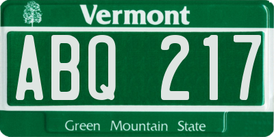 VT license plate ABQ217