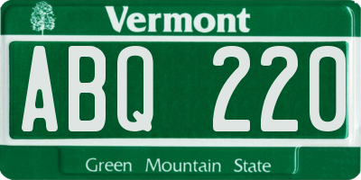 VT license plate ABQ220