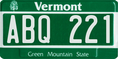 VT license plate ABQ221