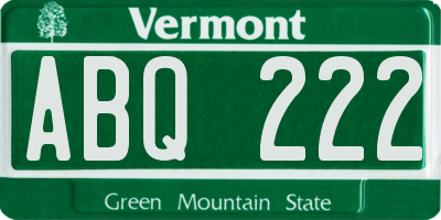 VT license plate ABQ222