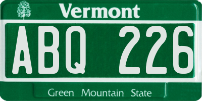 VT license plate ABQ226