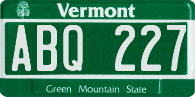 VT license plate ABQ227