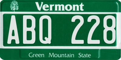 VT license plate ABQ228