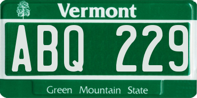 VT license plate ABQ229