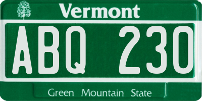 VT license plate ABQ230