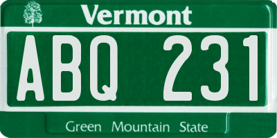 VT license plate ABQ231