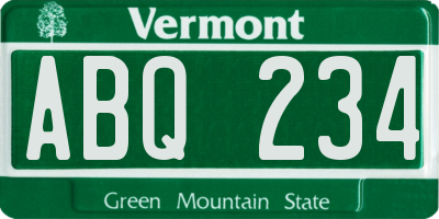 VT license plate ABQ234