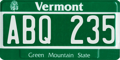 VT license plate ABQ235