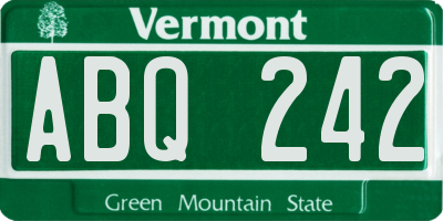 VT license plate ABQ242