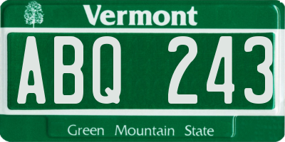 VT license plate ABQ243