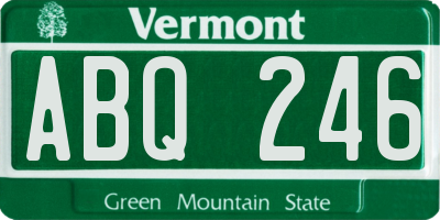 VT license plate ABQ246