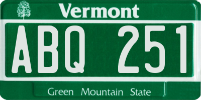 VT license plate ABQ251
