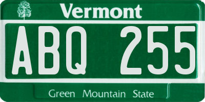 VT license plate ABQ255