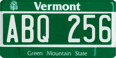 VT license plate ABQ256