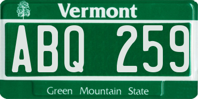 VT license plate ABQ259